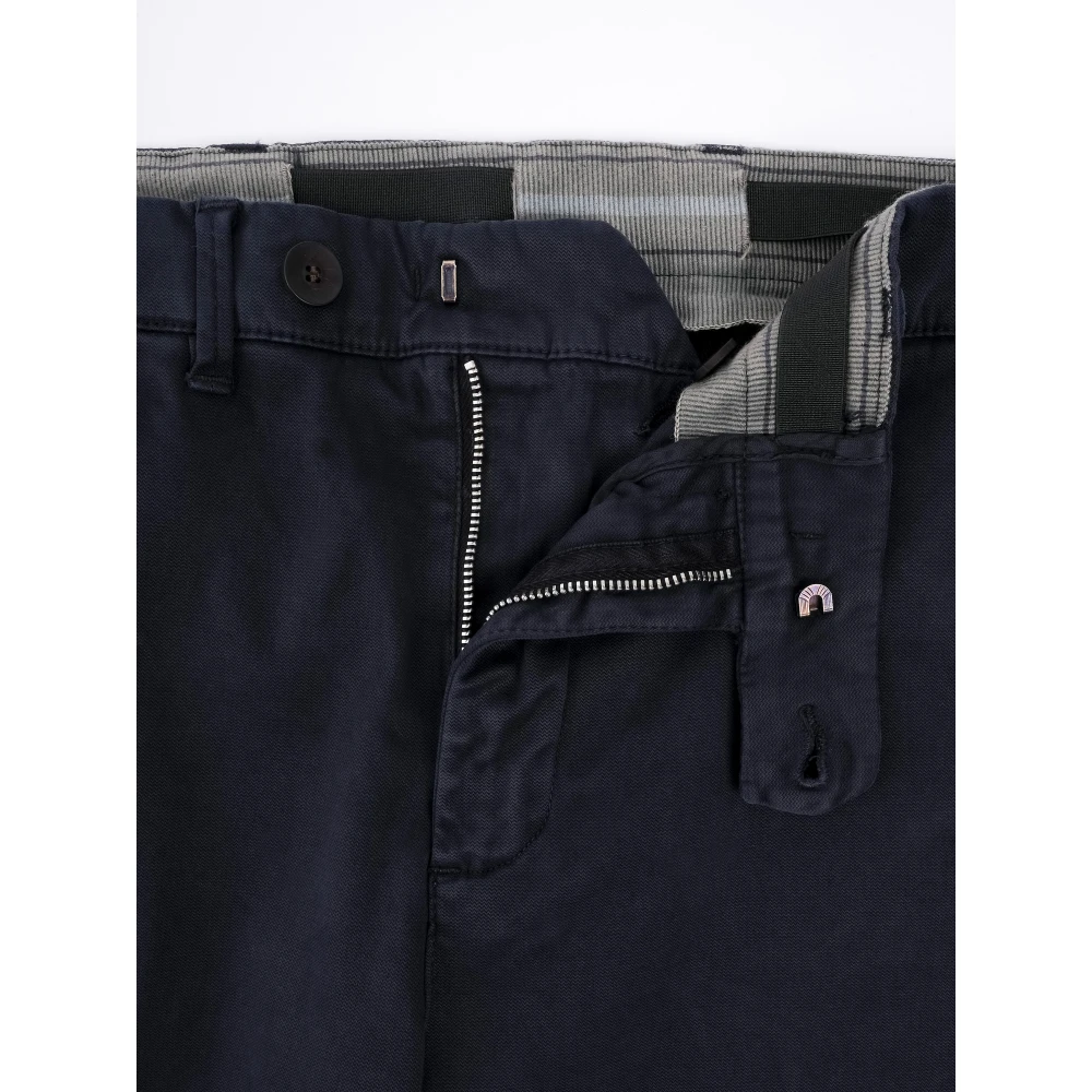White Sand Gestructureerde Katoenen Tapered Fit Broek Blue Heren