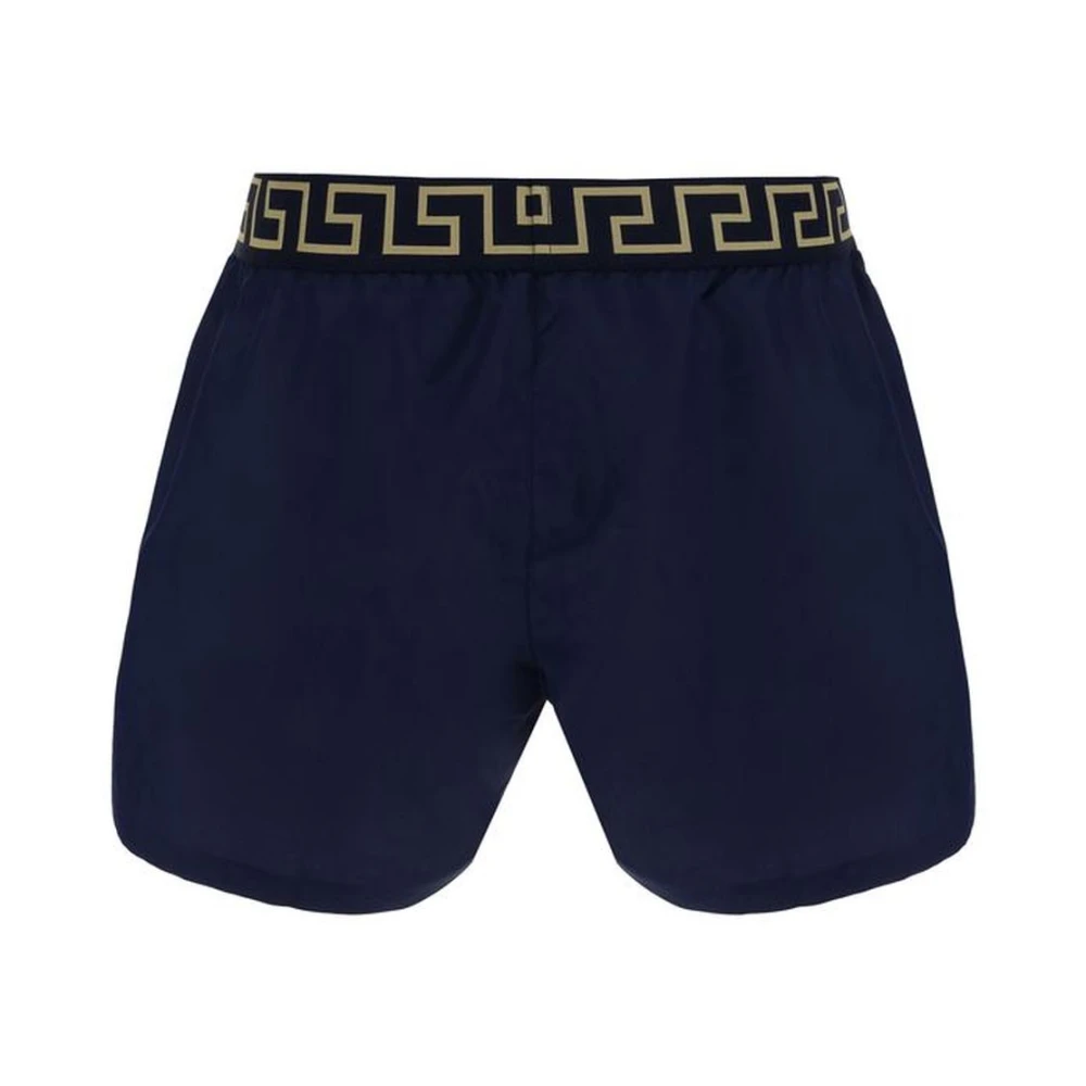 Versace Zwemshorts met elastische tailleband en logo Blue Heren
