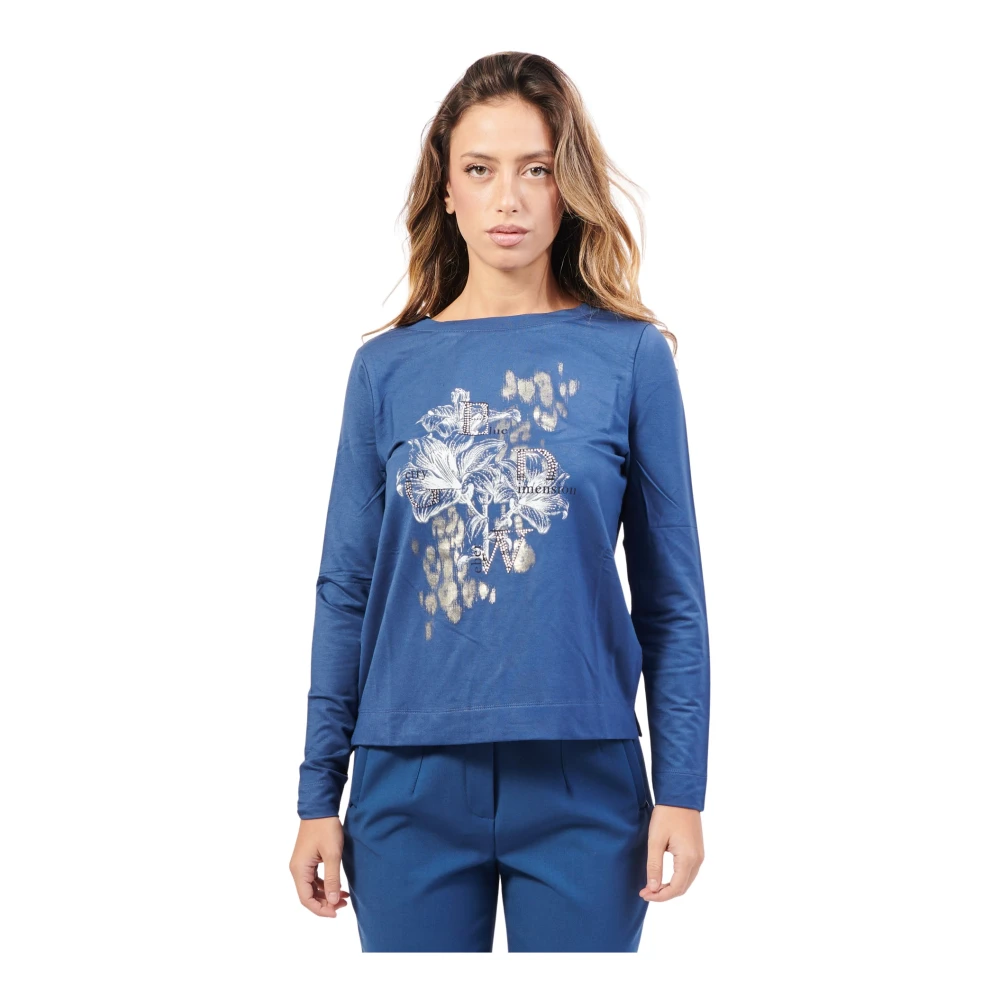 Gerry Weber Blauwe Longsleeve Ronde Hals Top Blue Dames