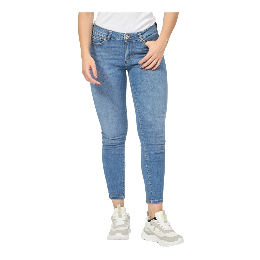 Fracomina Blauwe Slim Fit Jeans met knoopsluiting Blue Dames