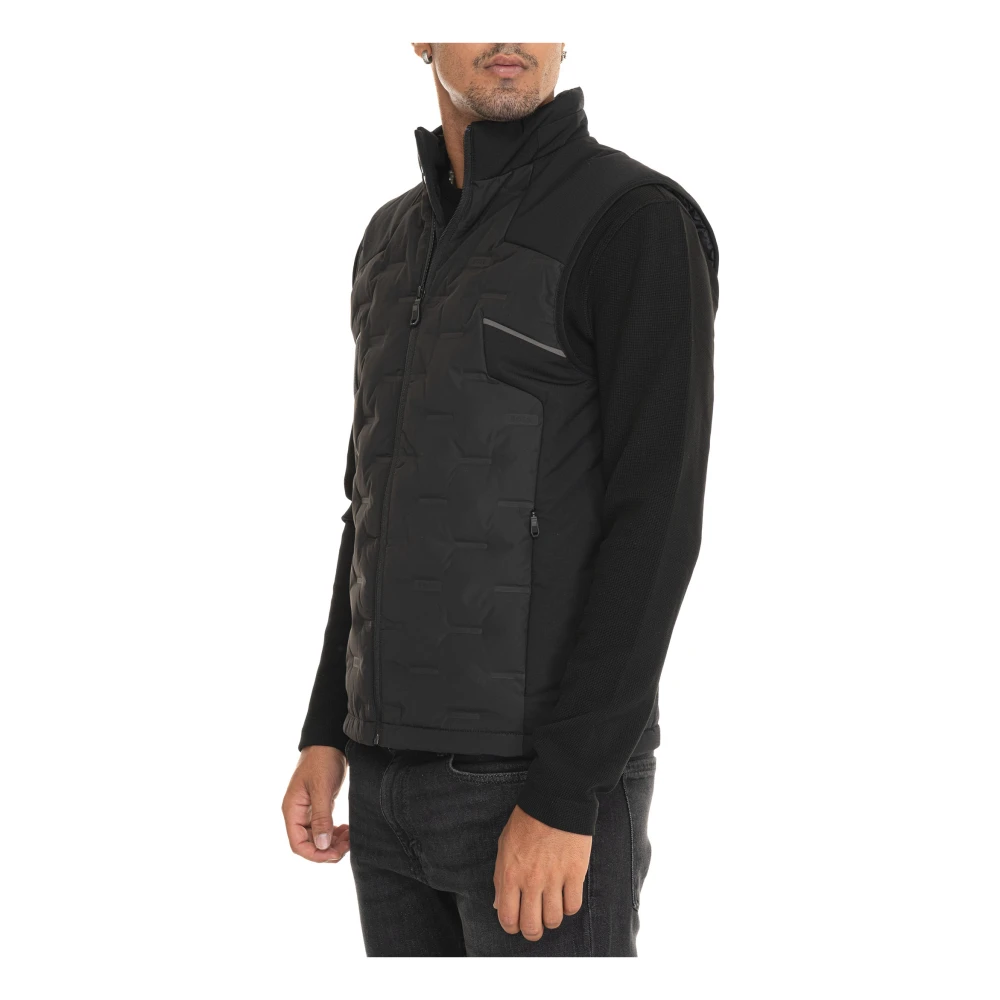 Boss Gewatteerd Vest met Rits en Koordtaille Black Heren