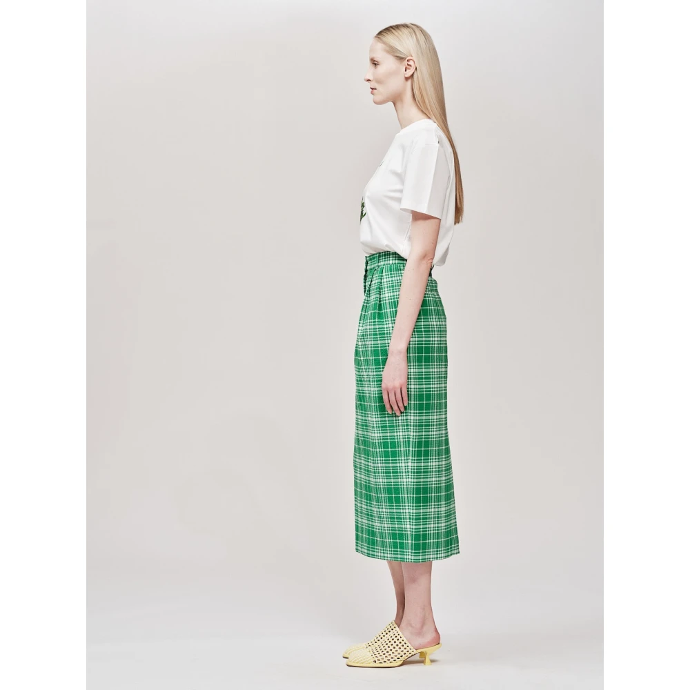 SPORTMAX Geruite Pencil Rok Ss22 Green Dames