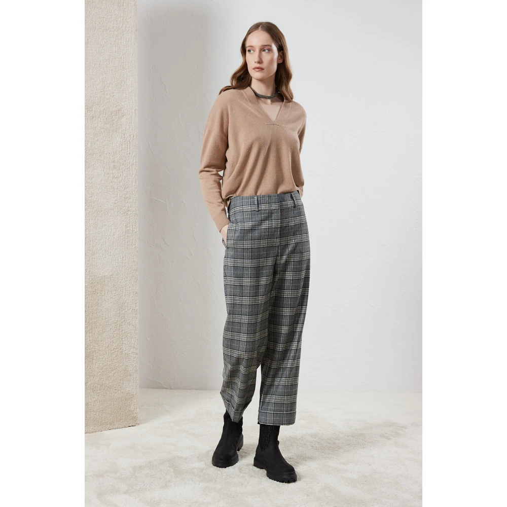 PESERICO Wollen op maat gemaakte verkorte broek Gray Dames