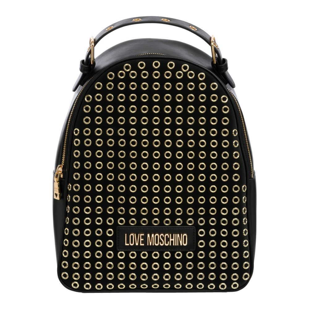 Love Moschino Studded Zip Rugzak Black Dames
