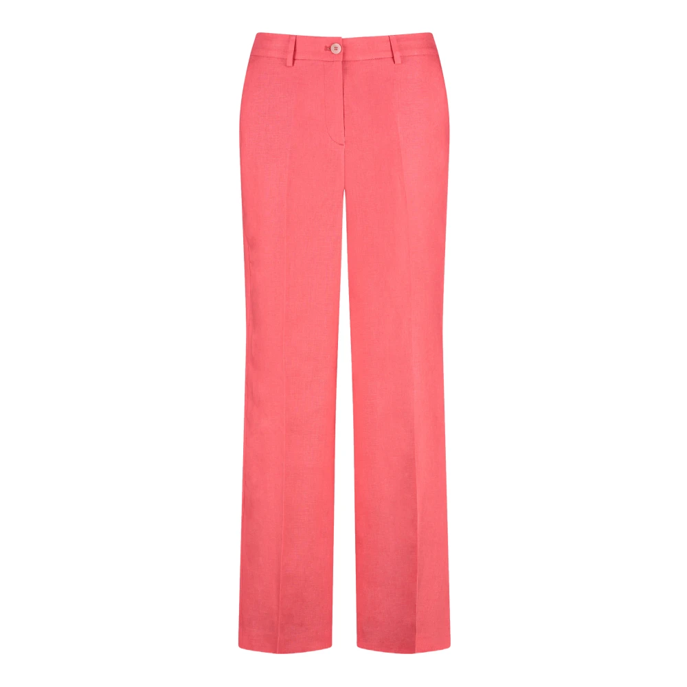 Gerry Weber Women's Red Elegant Linen Trousers With Creases