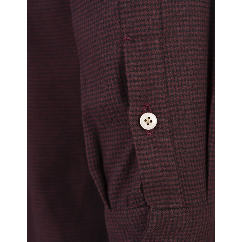 Kiton Rode Houndstooth Nerano Shirt Red Heren