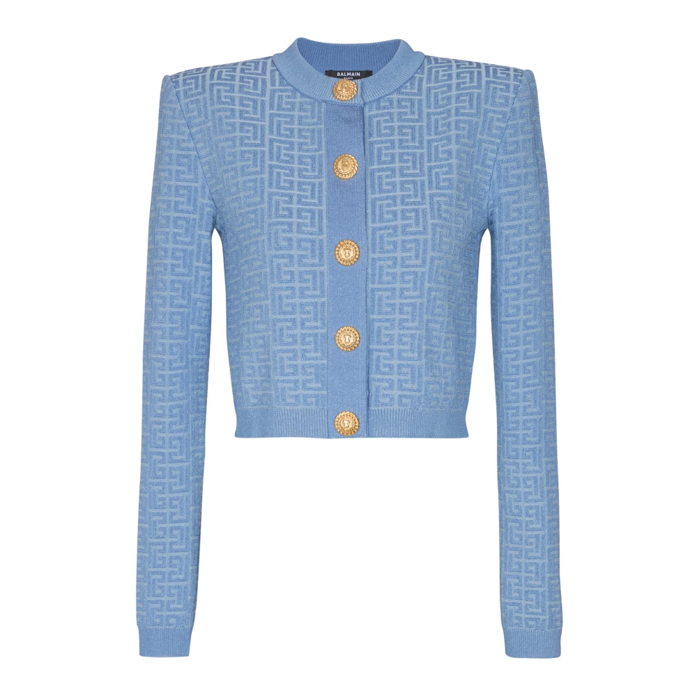 Balmain PB Labyrinth gebreide vest Blue Dames