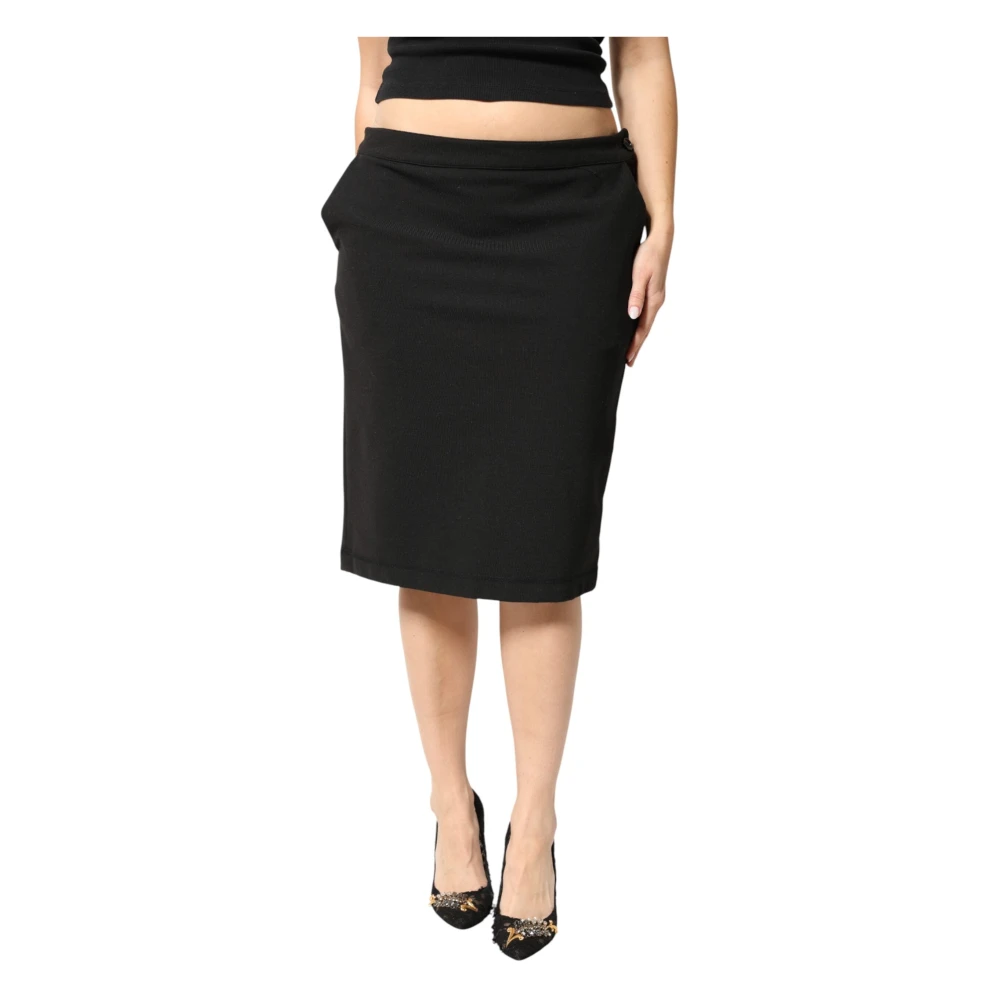 Gianfranco Ferré Women's Black Pencil Cut Knee Length Skirt
