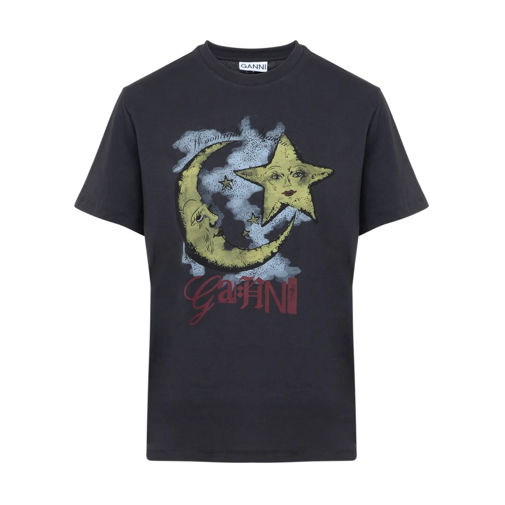 Ganni Moonlight Relaxed Jersey Top Gray Dames