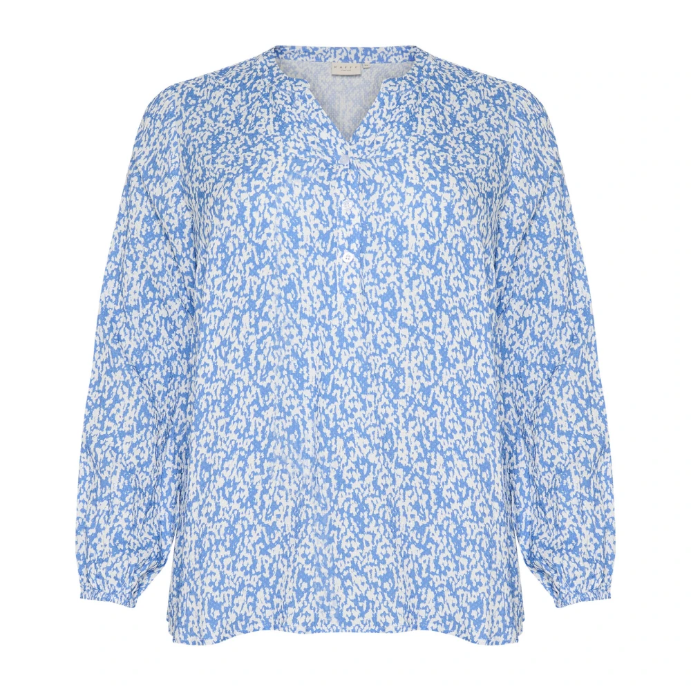 Kaffe Curve Blauw Krijt Grafisch Print Blouse Blue Dames