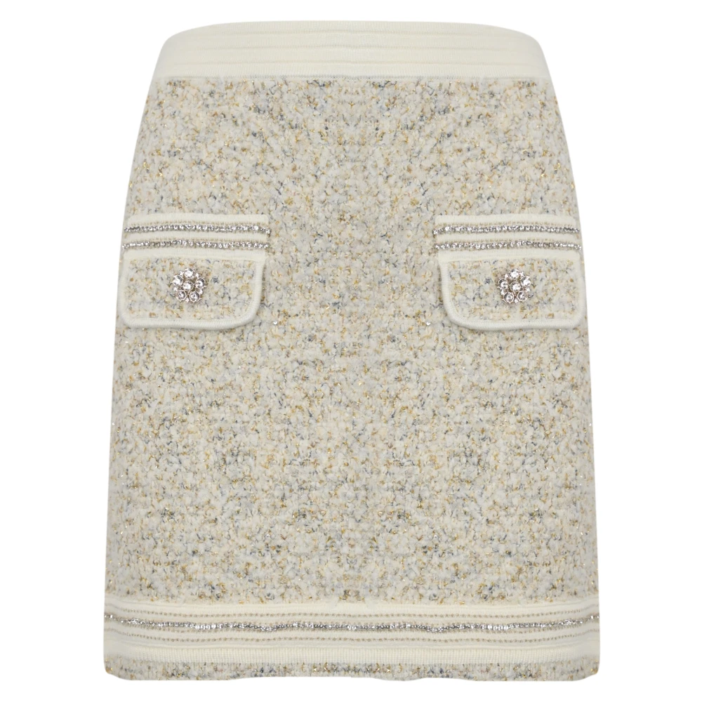 Blugirl Boucle lurex minirok met strass Beige Dames