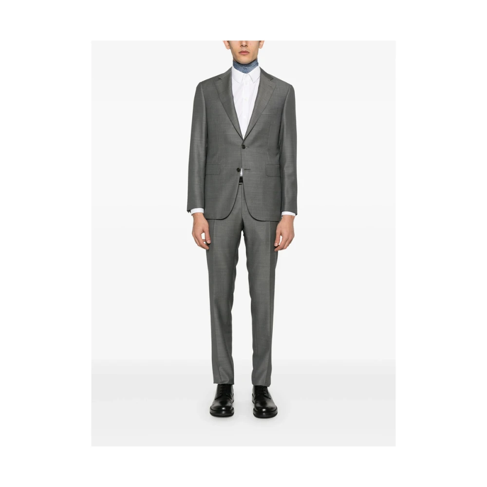Canali Grijs pak met voorknoopsluiting Gray Heren