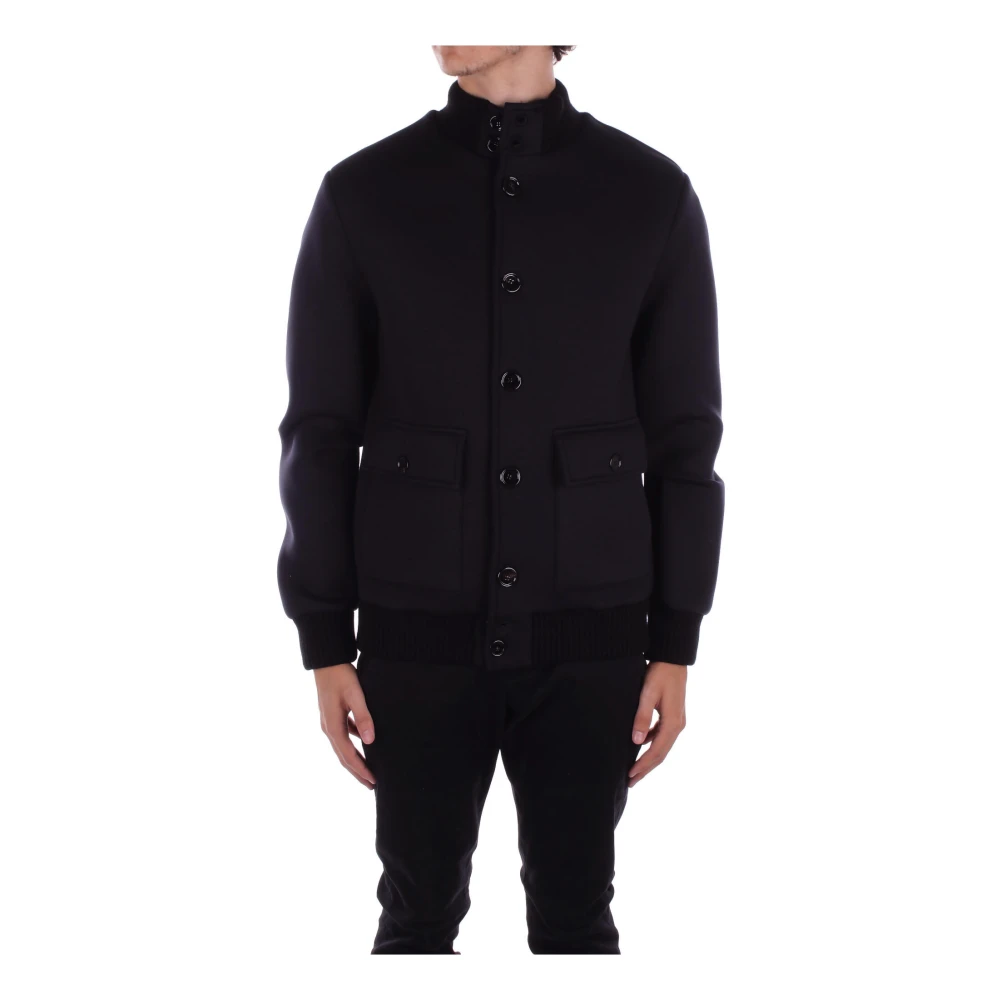 Dondup Zwarte Logo Jas met Knopen Black Heren