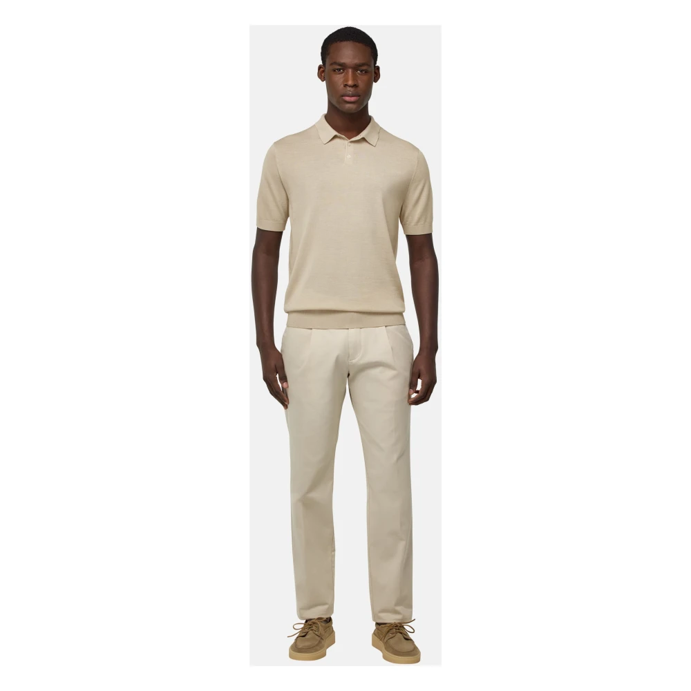 Boggi Milano Gebreide Merino wollen poloshirt Beige Heren