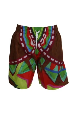 Färgglada geometriska badshorts
