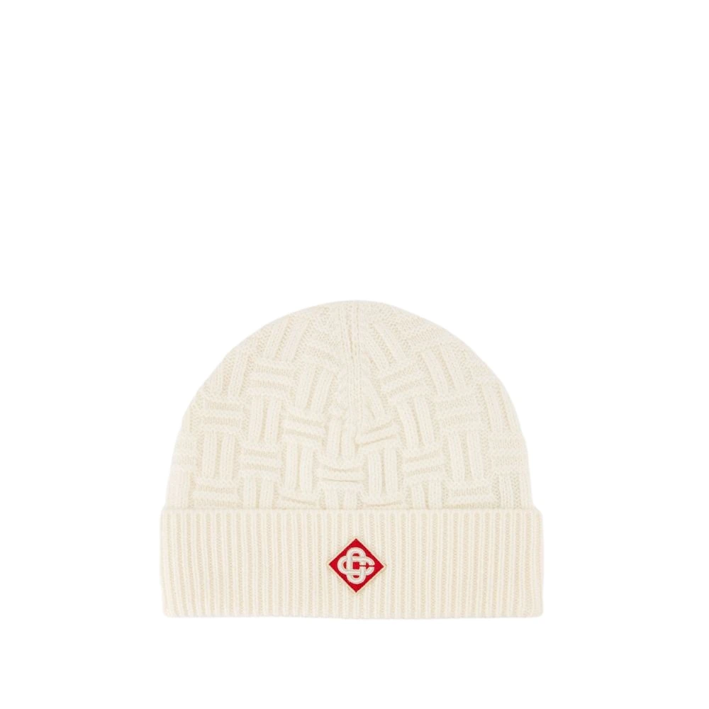 Casablanca Vit Ull Beanie Stitch White, Unisex