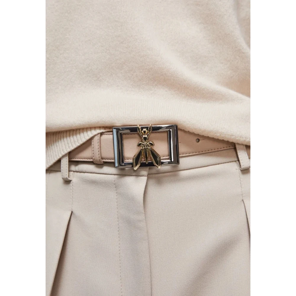 PATRIZIA PEPE Beige Leren Riem met Fly Stud Beige Dames