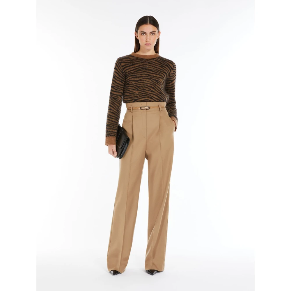 Max Mara Studio Wollen broek met riem Brown Dames