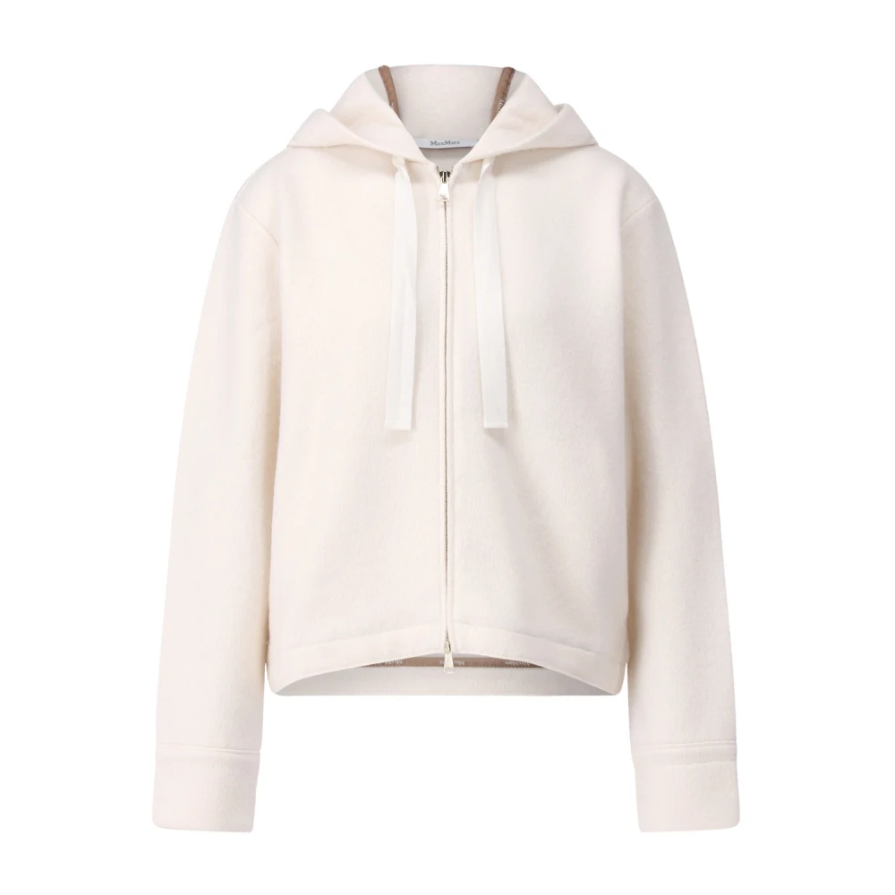 Max Mara Gebreide Hoodievest met Kasjmier Beige Dames