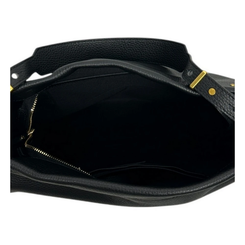 Gianni Chiarini Zwarte Schoudertas met Ritssluiting Black Dames
