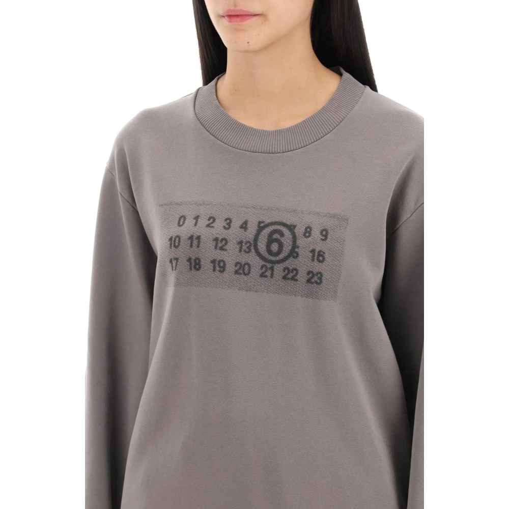 MM6 Maison Margiela Sweatshirt met numerieke logo print Gray Dames