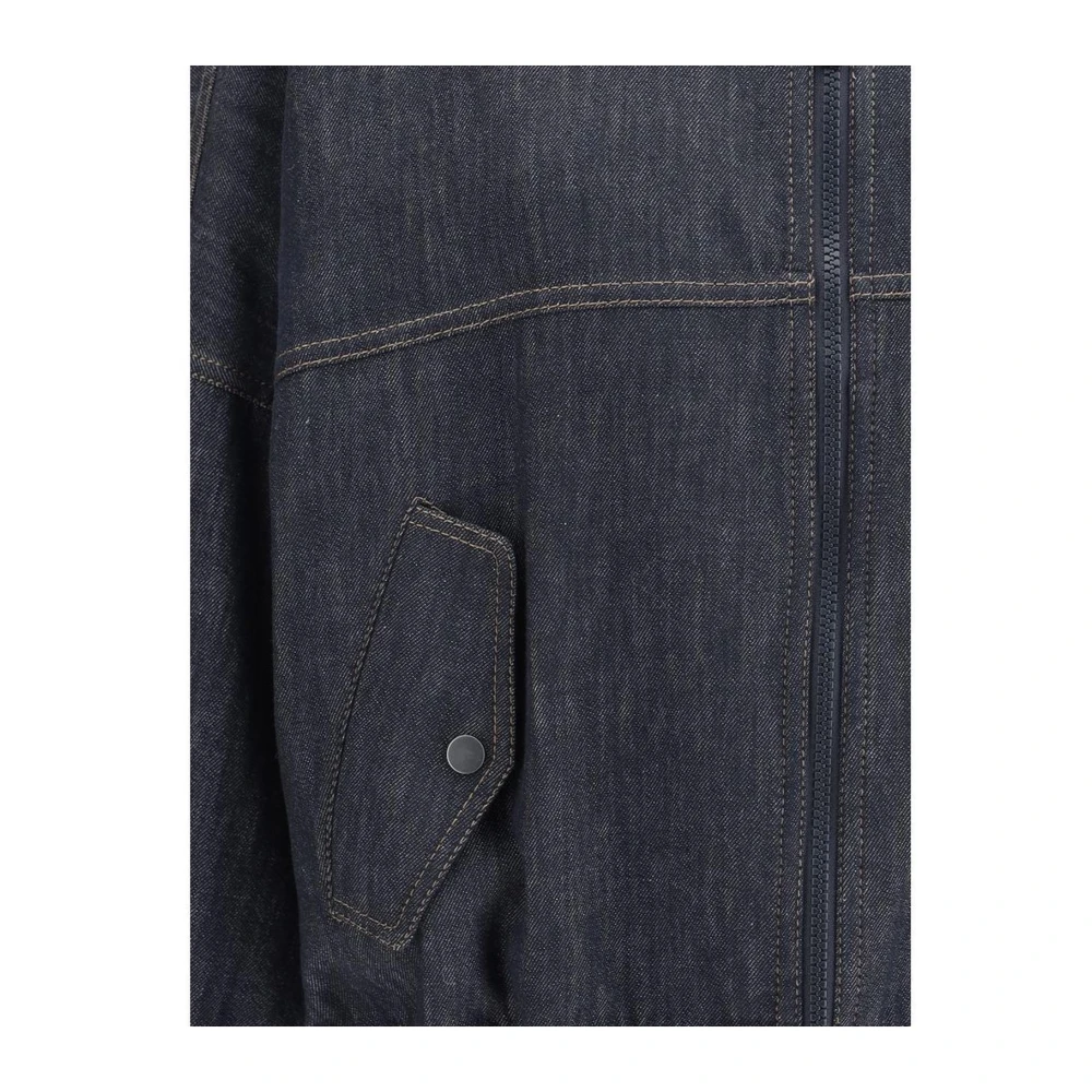 BRUNELLO CUCINELLI Geribbelde Denimjack met Ritssluiting Blue Dames