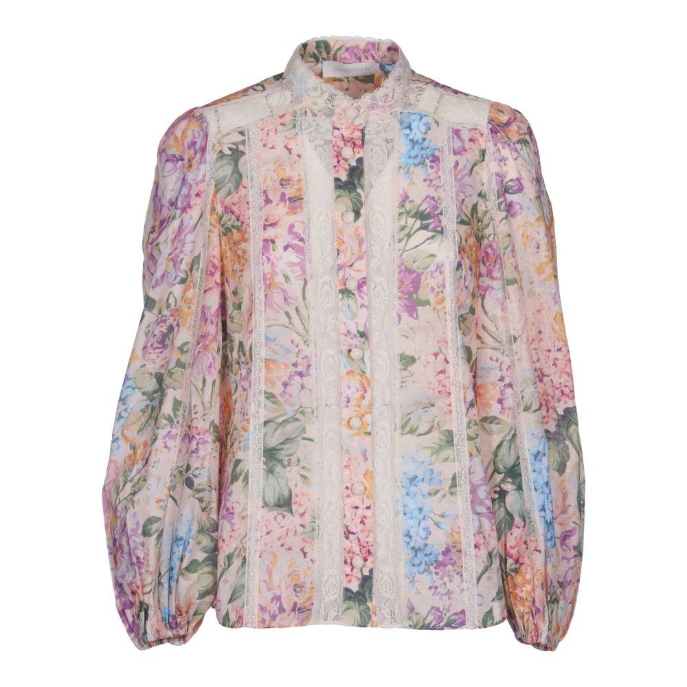Zimmermann Bloemenprint Mandarin Kraag Shirt Multicolor Dames