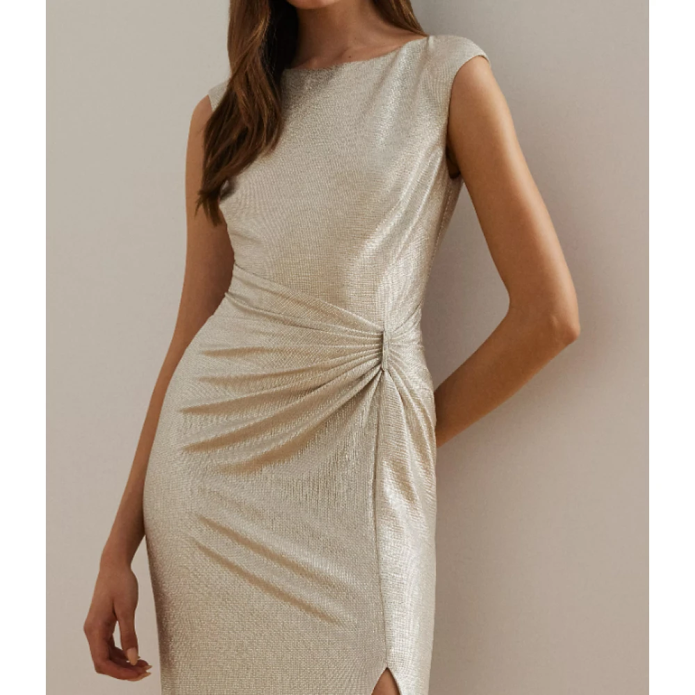 Ralph Lauren Metallic Knit Gown Beige Dames