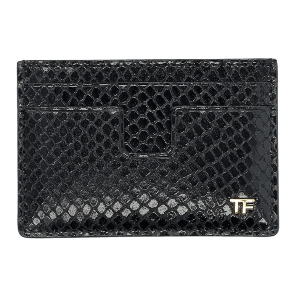 Tom Ford Svart Python Korthållare Plånbok Black, Herr