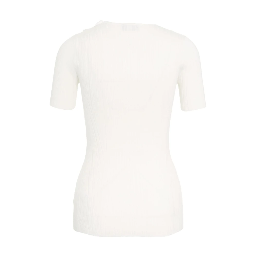 Elisabetta Franchi Witte Bloemen Gebreide Top Korte Mouw White Dames