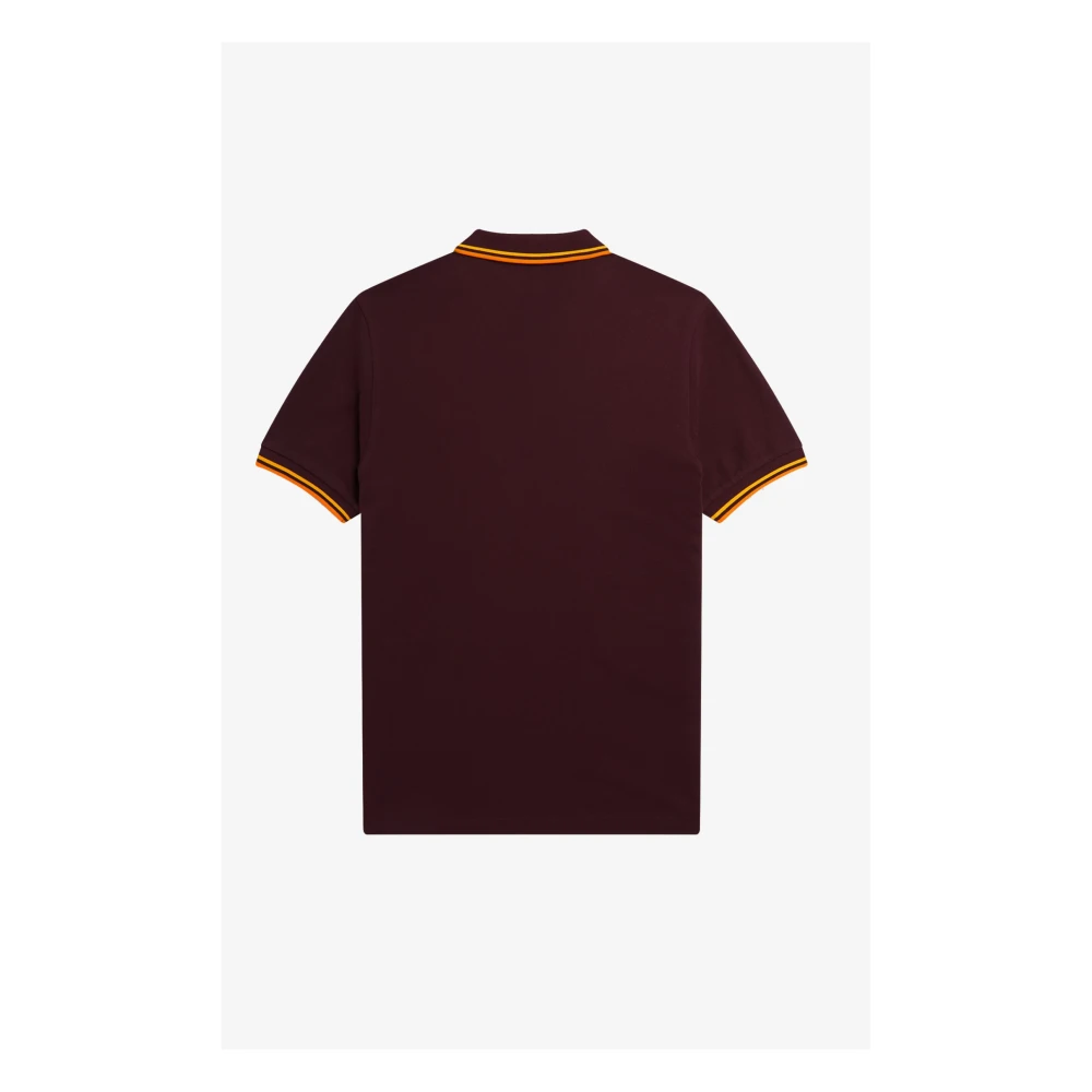 Fred Perry Slim Fit Twin Tipped Polo in Oxblood Electric Yellow Gold Red Heren