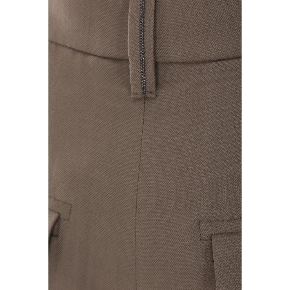 BRUNELLO CUCINELLI Bruine Wijde Broek met Monili Decoratie Brown Dames