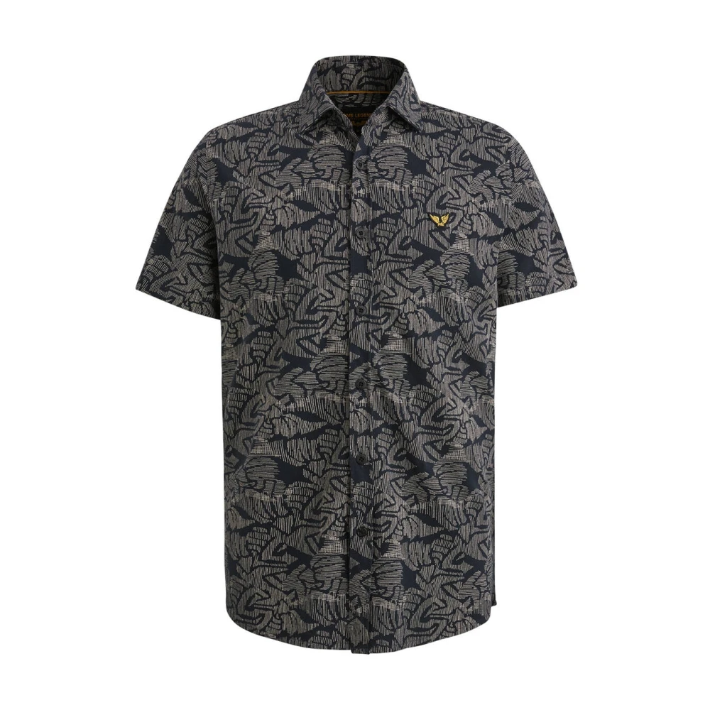 PME Legend Kort overhemd Print op Jersey Blue Heren