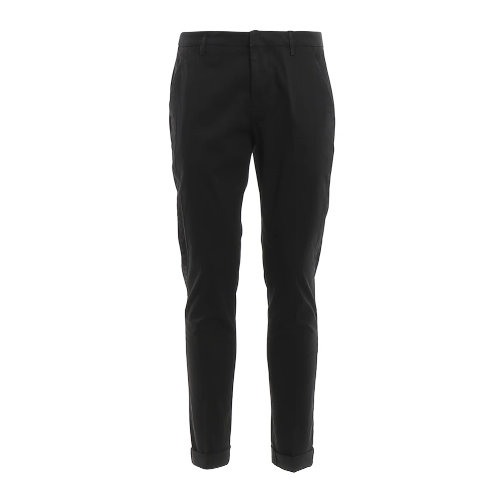 Dondup Zwarte Slim Fit Broek met Omgeslagen Zoom Black Heren