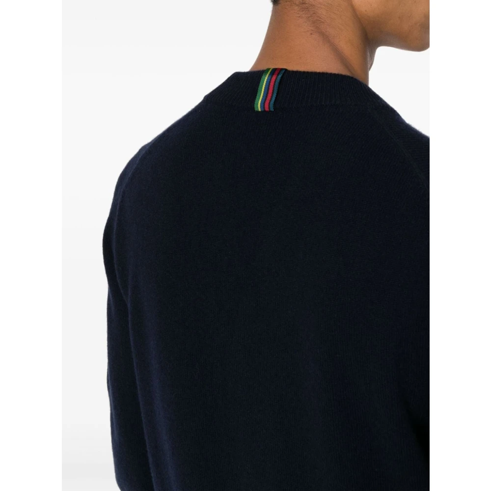 Paul Smith Blauwe Merinowol V-hals Trui Blue Heren