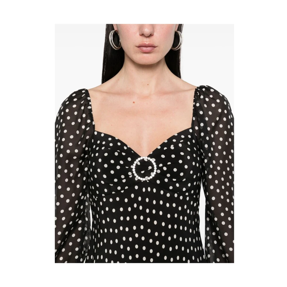 Rixo Zwarte Shirred Panel Jurk Black Dames