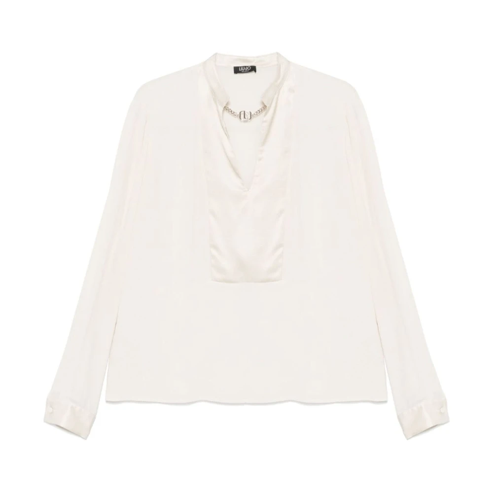 Liu Jo Elegante Ivoor Blouse met Gerimpelde Mouwen Beige Dames