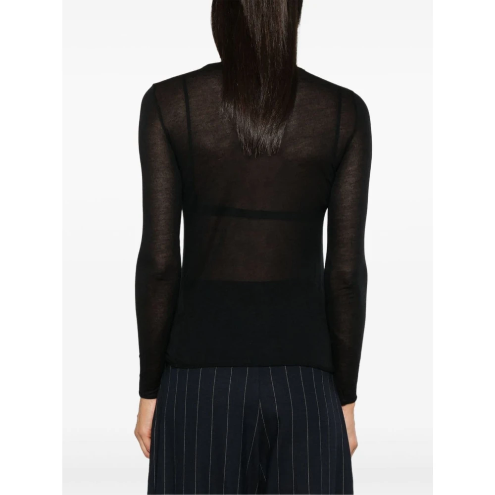 majestic filatures Zwarte Crew Neck Gebreide Trui Black Dames