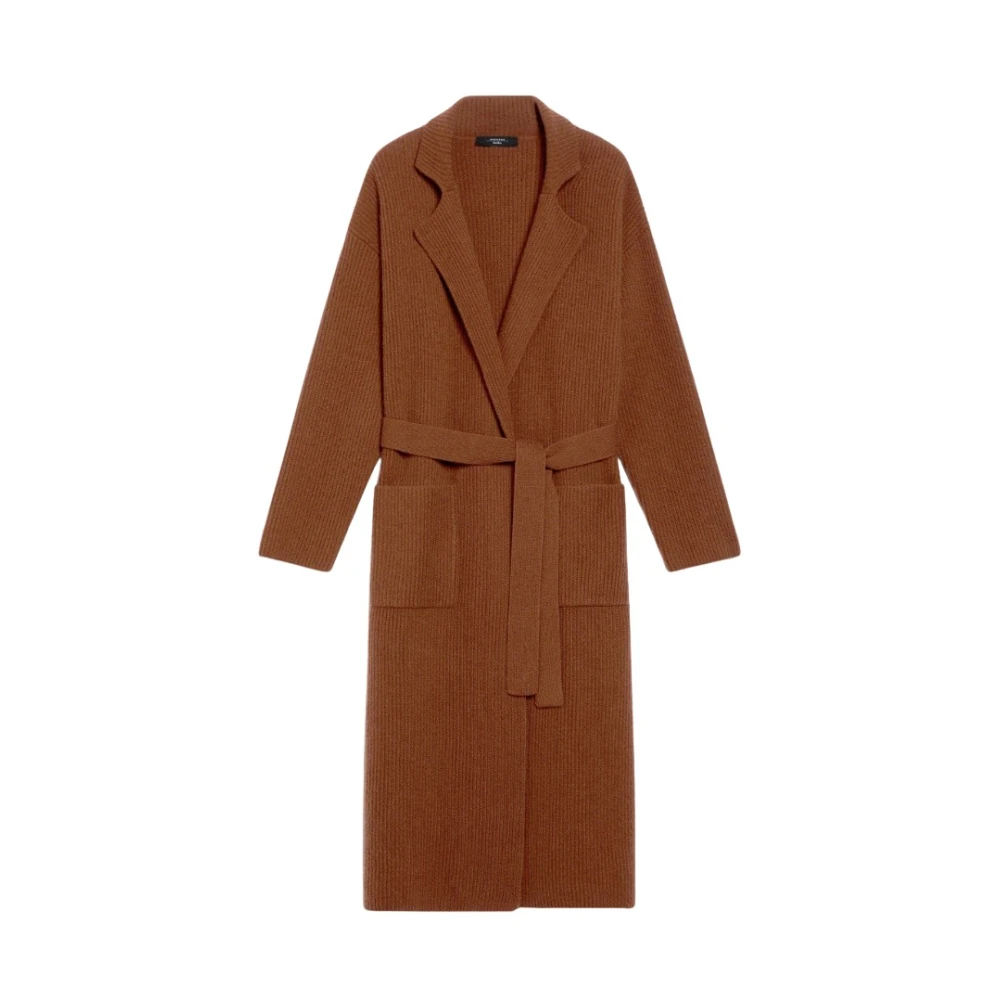 Max Mara Weekend Bruine Wollen Vest met Riem Brown Dames