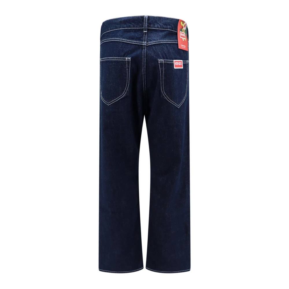 Kenzo Katoenen Jeans met Logo Patch Blue Heren