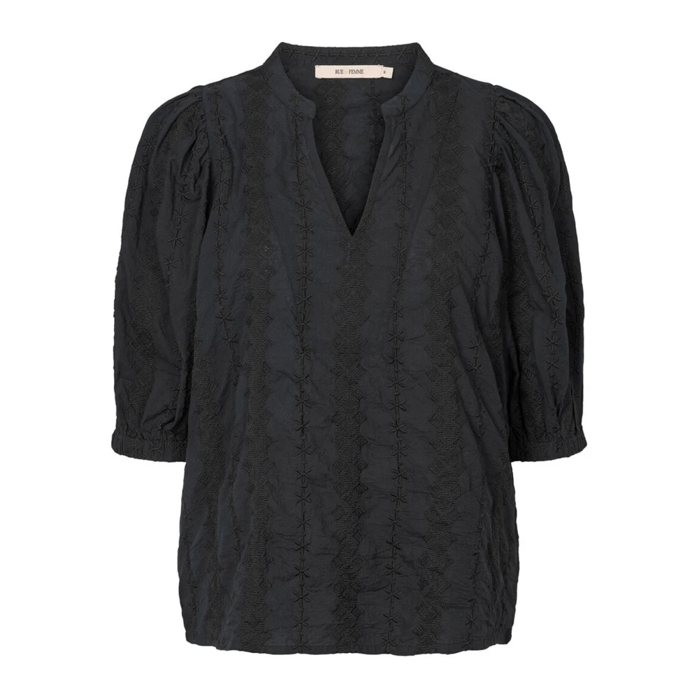 RUE de Femme Elegante Zwarte Blouse met Moderne Details Black Dames