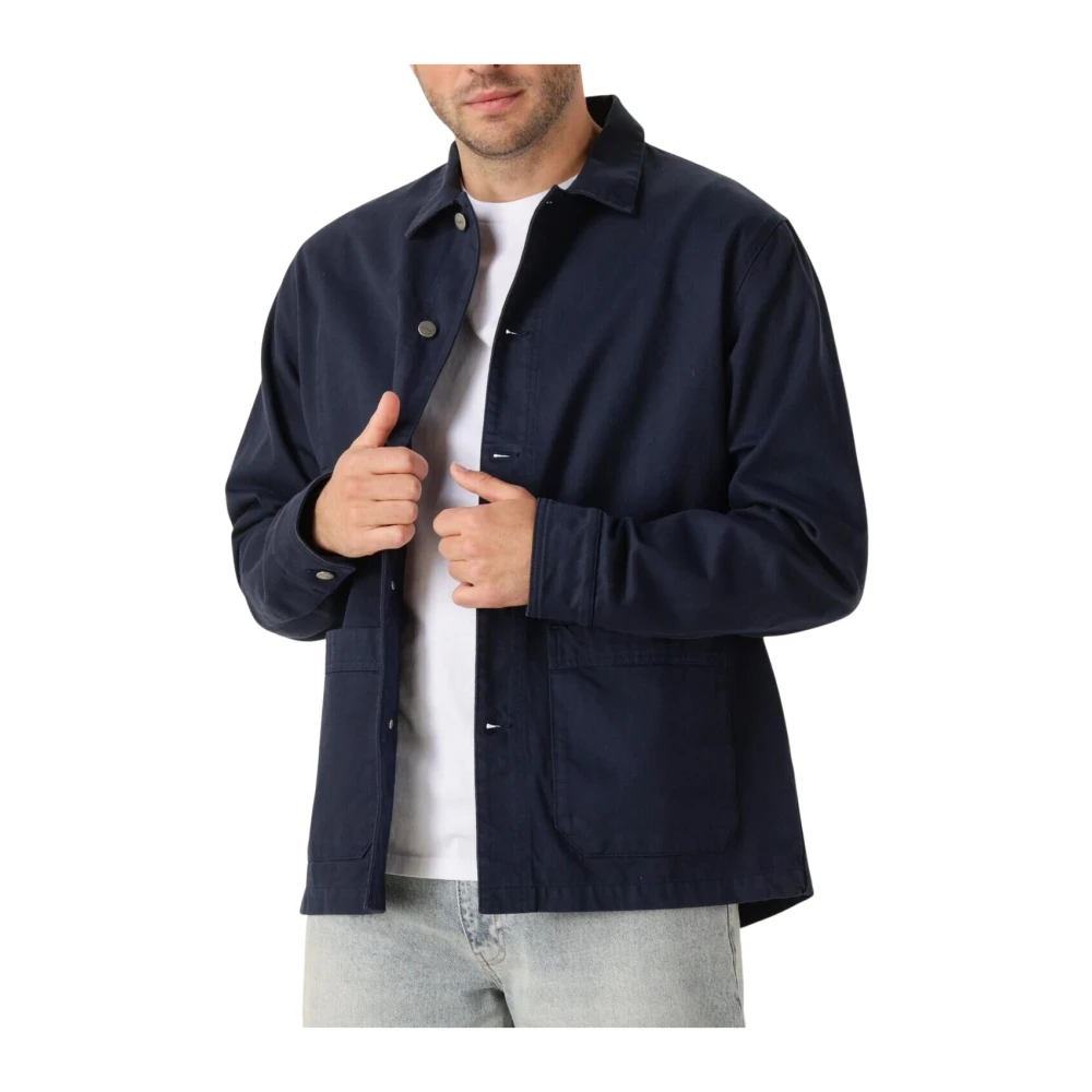 Forét Heren Rowan Logo Overshirt Blue Heren
