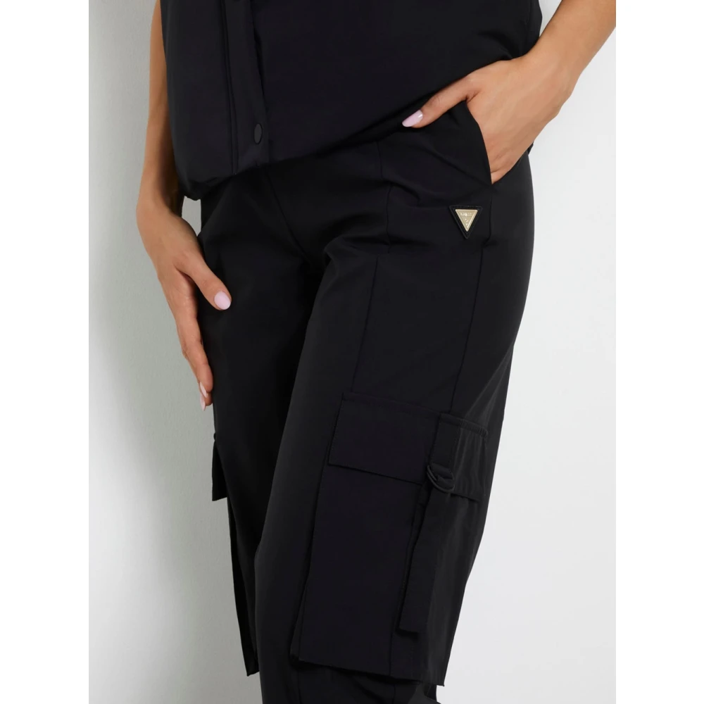 Guess Zwarte Cargo Broek Athleisure Stijl Black Dames