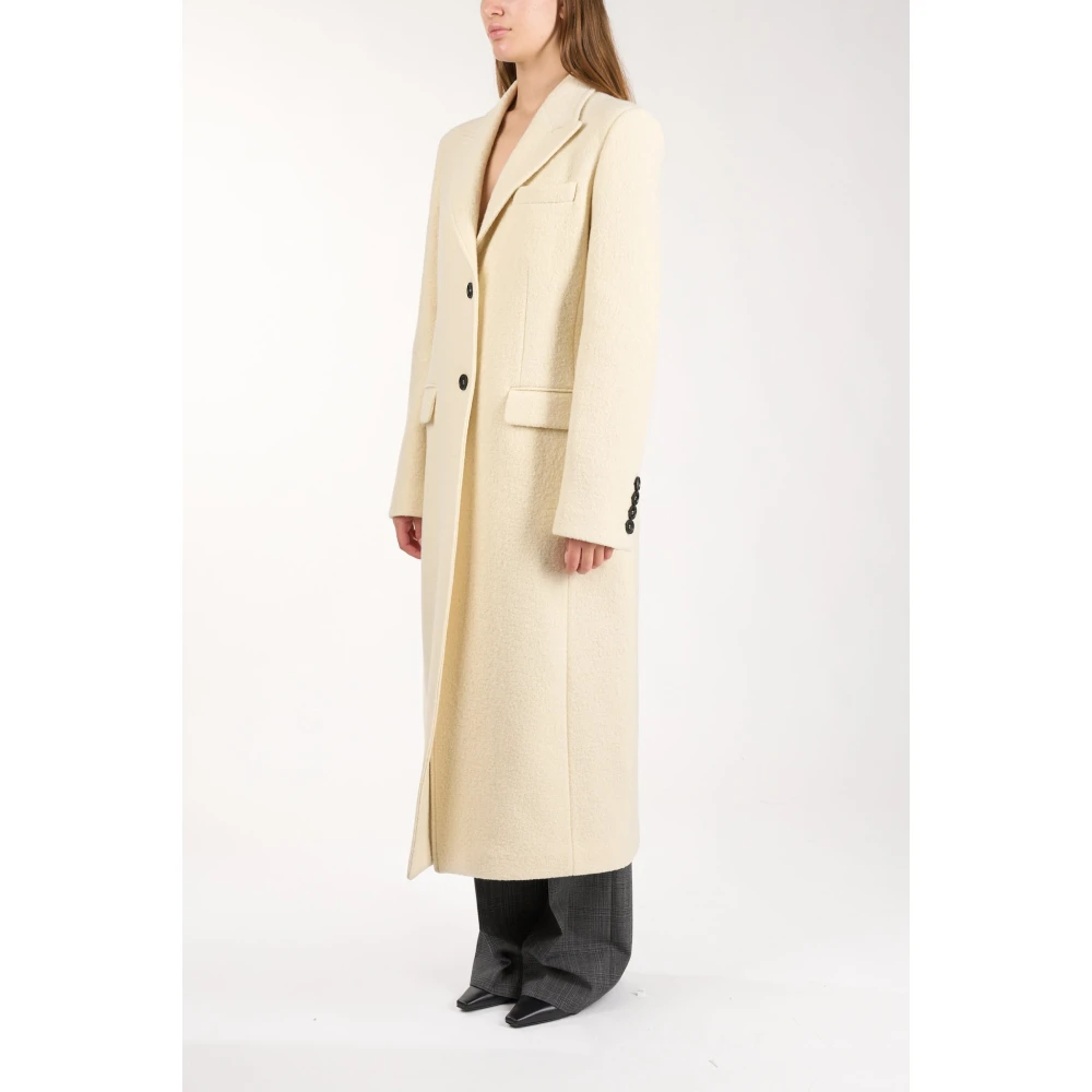Msgm Wollen jas met enkele knoopsluiting en revers Beige Dames