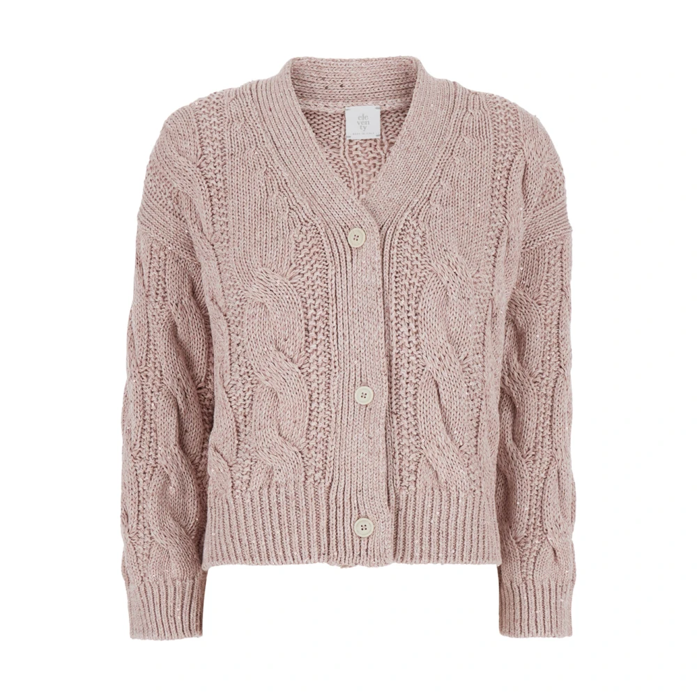 Eleventy Roze Gebreid Vest Katoen Linnen Mix Pink Dames