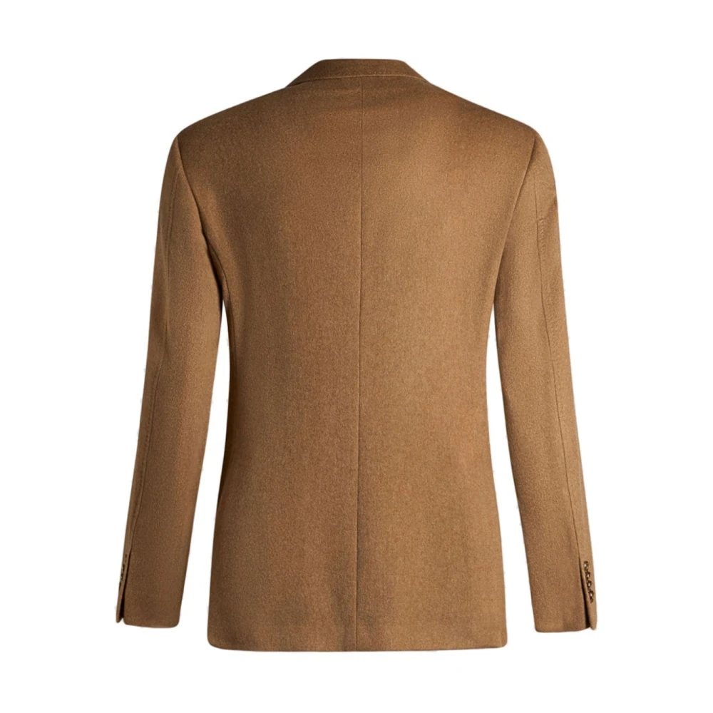 ETRO Kameelbruine Cashmere Jas met Logo Brown Heren