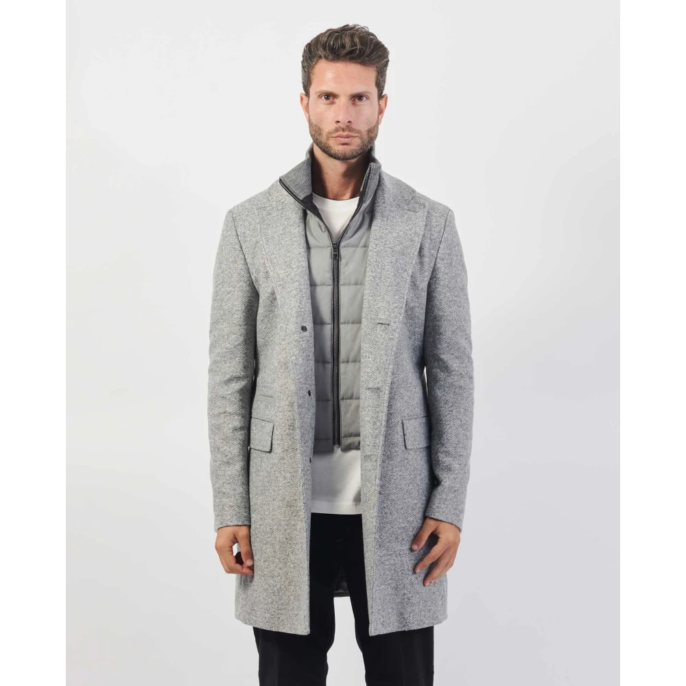 Hugo Boss Grijze Wollen Blend Visgraatjas Gray Heren