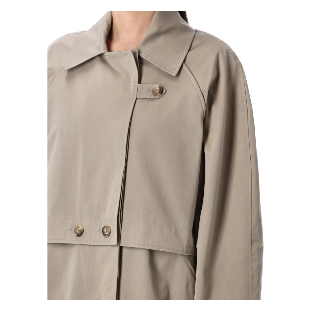 Remain Birger Christensen Beige Katoenen Trenchcoat met Tabkraag Green Dames