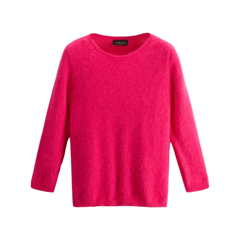 Roberto Collina Angora Trui 3 4 Mouw Fuchsia Pink Dames