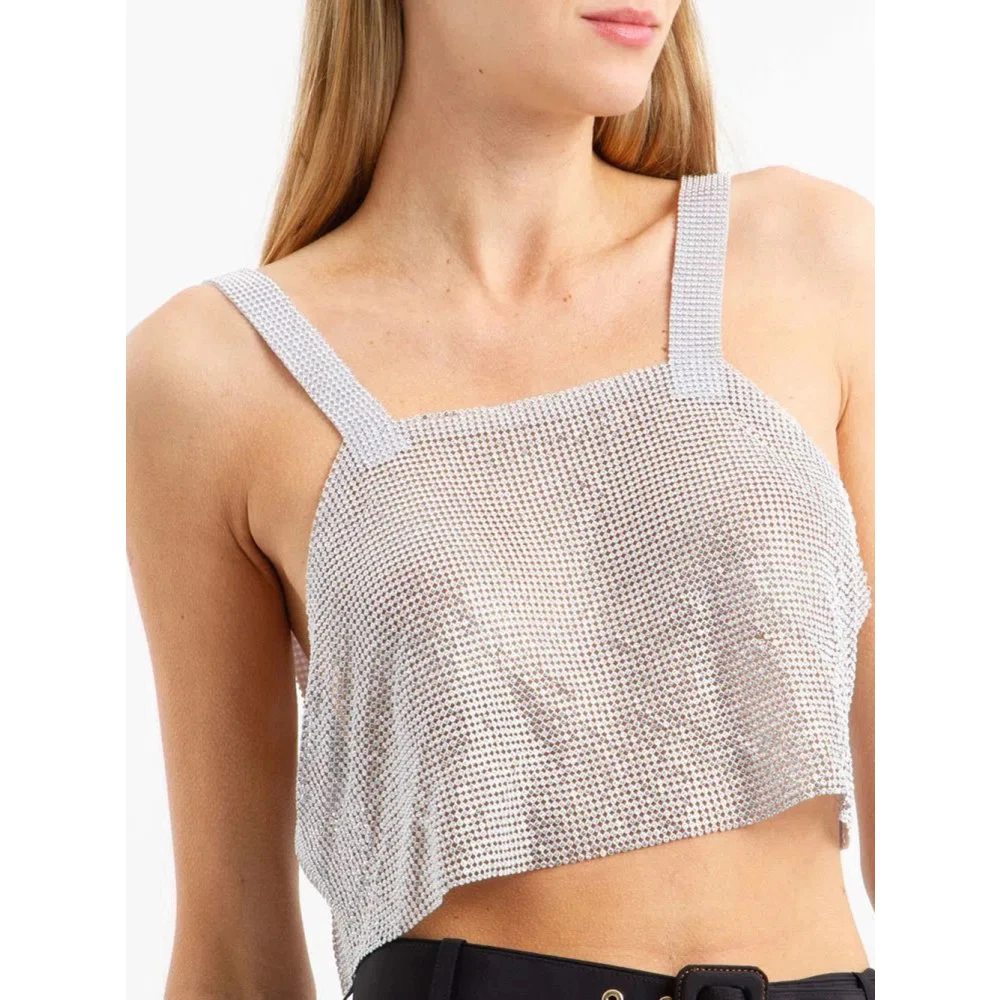Santa Brands Glitter Bohemian Parisian Cropped Top Gray Dames